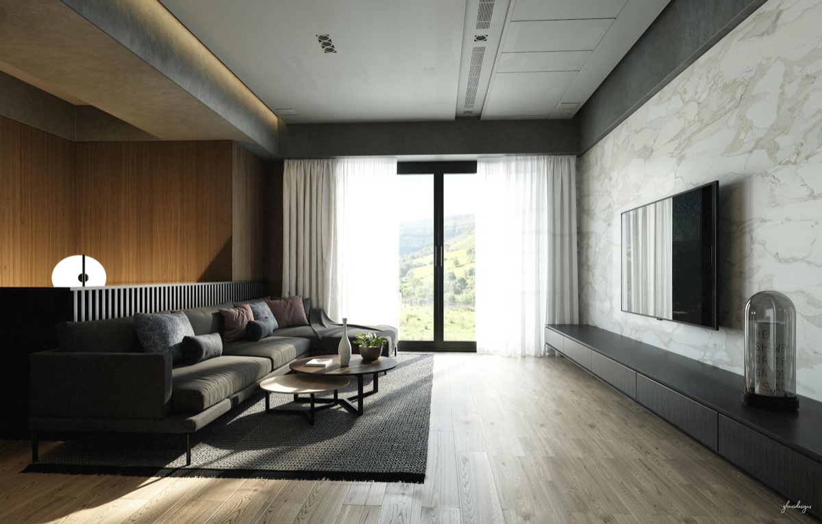 Modern apartment living room before a move